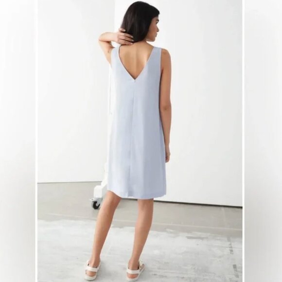 SLEEVELESS V-NECK BUTTON DOWN DRESS LIGHT BLUE, & OTHER STORIES - Picture 3 of 5